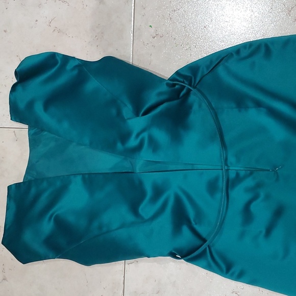 Ann Taylor Belted Satiny Sleath Dress Size 4 Peacock Blue Green - Picture 5 of 5